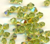 4mm Czech Crystal Doppelkegel Olive AB