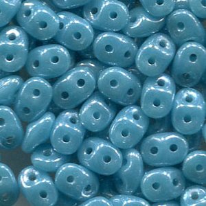 SuperDuo-Beads TURQUOISE BLUE WHITE LUSTER 63030/14400