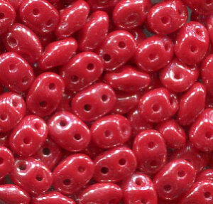 SuperDuo-Beads OPAQUE CORAL RED WHITE LUSTER 93200/14400