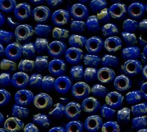 8/0, 3mm MATUBO Rocailles OPAQUE BLUE TRAVERTIN DARK 33050/86805
