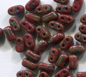 BiBo Twin-Beads Opak Coral Red Travertin
