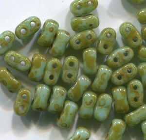 BiBo Twin-Beads Opak Turquoisegreen Travertin
