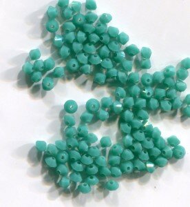 3mm Czech Crystal Doppelkegel Opak Türkisgrün