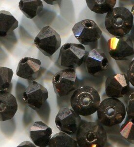 3mm Czech Crystal Doppelkegel Metallic Dunkelbraun