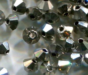 3mm Czech Crystal Doppelkegel Metallic Steel