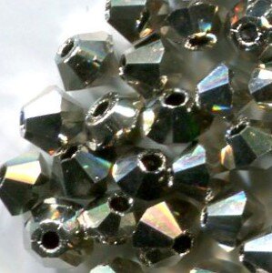 3mm Czech Crystal Doppelkegel Metallic Light Steel