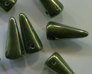 7 x 17 mm Spike-Beads Green Metallic