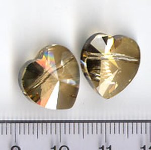 Swarovski Crystal Golden Shadow Herz 14mm Quergebohrt