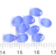 Glasperlen Tropfen Blau Matt