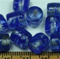 Glasperlen Blau mit Muster