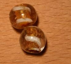 Glasperlen Rund Transparent Gold