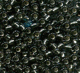 250 gr. 2,6mm Rocailles Anthrazit mit Silbereinzug 47010