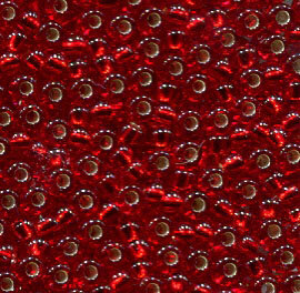 2,2mm Rocailles Rot mit Silbereinzug 97070
