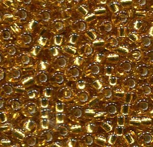 250 gr. 2,2mm Rocailles Gold mit Silbereinzug 17050