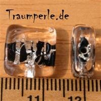 Glasperle Klar-Schwarz
