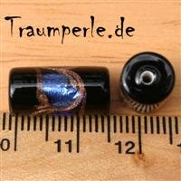 Glasperle Schwarz mit Blau