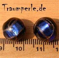 Glasperle Schwarz mit Blau