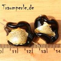 Glasperle Schwarz mit Blattgold