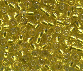 250 gr. 2,6mm Rocailles Gelb mit Silbereinzug 87010