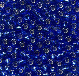 250 gr. 2,6mm Rocailles Blau mit Silbereinzug 37050