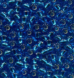250 gr. 2,6mm Rocailles Dark Aqua mit Silbereinzug 67150