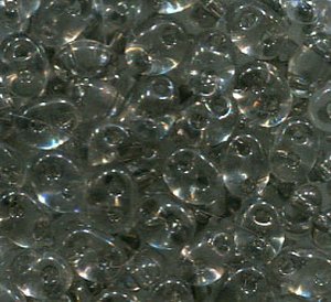 100gr. PRECIOSA Twin Beads Grau Transparent mit Graueinzug 01241