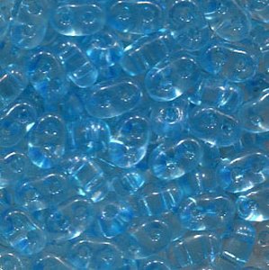 100gr. PRECIOSA Twin Beads Hellblau Transparent mit Blaueinzug 01234