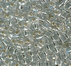 100gr. PRECIOSA Twin Beads Crystal mit Silbereinzug 78102