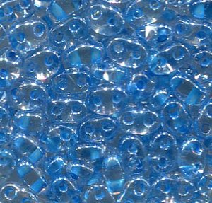 100gr. PRECIOSA Twin Beads Crystal mit Blaueinzug 38665
