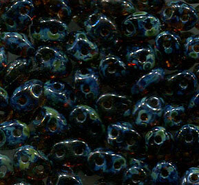 100gr. PRECIOSA Twin Beads DARK TOPAZ TRAVERTIN DARK