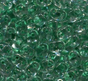 100gr. SuperDuo-Beads CRYSTAL GREEN LINED 00030/44856
