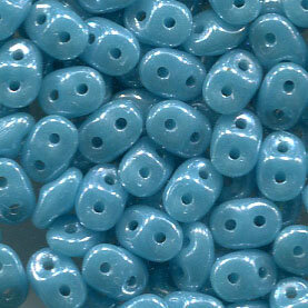 100gr. SuperDuo-Beads TURQUOISE GREEN WHITE LUSTER...