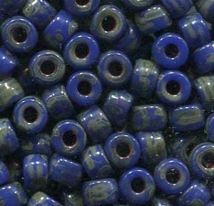 6/0, 4,1mm MATUBO Rocailles OPAQUE BLUE TRAVERTIN DARK 33050/86805