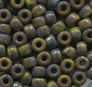 6/0, 4,1mm MATUBO Rocailles OPAQUE GREEN PICASSO 53410/43400
