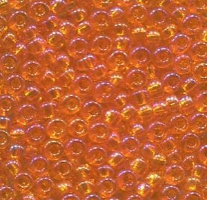 250 gr. 2,6mm Rocailles Orange Transparent Rainbow