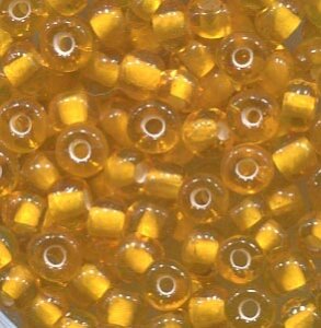 250 gr. 4 mm Rocailles Orange mit Weißeinzug