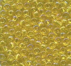 250 gr. 2,6mm Rocailles Transparent Gelb Lüsternd 81010