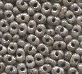 250 gr. 4 x 2mm Farfalle Rocailles Grau-Braun Meliert...