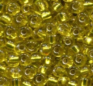 250 gr. 4mm Rocailles Gelb mit Silbereinzug 87010