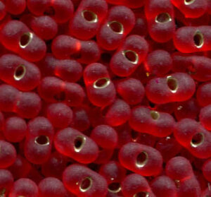 250 gr. 3,2x 6,5mm Farfalle Rocailles Rot Matt mit Silbereinzug 97070