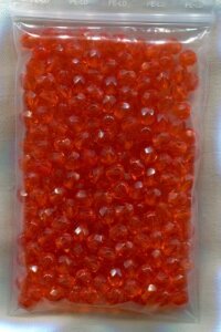 300 Stück 6mm Facettiert Orangerot Transparent
