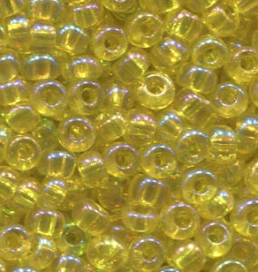 250 gr. 4 mm Rocailles Gelb Transparent AB