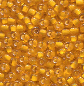 250 gr. 2,6mm Rocailles Orange mit Weißeinzug 85066