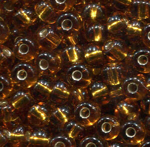 250gr. 5mm Rocailles Goldbraun mit Silbereinzug 17090