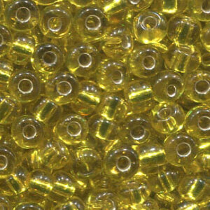 250gr. 5mm Rocailles Gelb mit Silbereinzug 87010