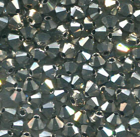 600 Stück 3mm Czech Crystal Doppelkegel Metallic Light Steel