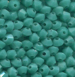 600 Stück 3mm Czech Crystal Doppelkegel Opak Türkisgrün
