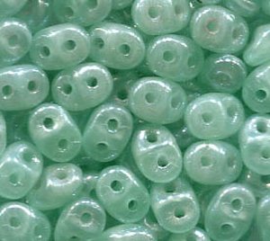 SuperDuo-Beads OPAL GREEN AQUA WHITE LUSTER 61100/14400