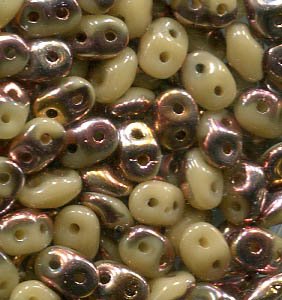 SuperDuo-Beads OPAQUE IVORY CAPRI GOLD 13020/27101