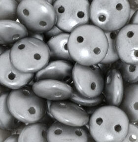Two-Hole Lentils 6mm Pearl Silver